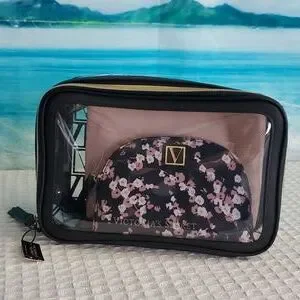 Victoria's Secret 3 pc. Cosmetic Trio Make up Train Clear set NWT