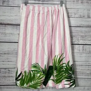 Victoria's Secret Bath Body Spa Wrap Towel Cover Up Pink White Palm Stripe 27x55