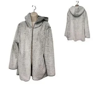 Victoria's Secret Fleece Gray Open Hooded Jacket Size M/L