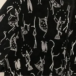 Vikki Vi Slinky Knit Full Zip Jacket Quirky Print Black White Plus 1X Artsy