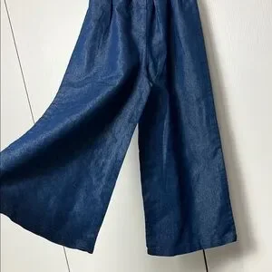 Vince Camuto Blue Ruched Romper Jumpsuit With Puff Sleeves Size 7
