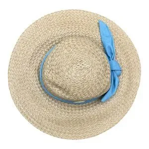 Vince Camuto Tan Straw Sun Hat With Blue Ribbon Size S/M