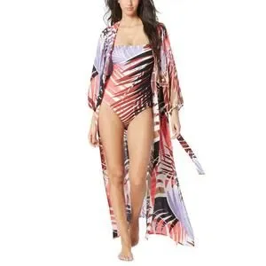 Vince Camuto Women's Printed Button-Front Cover-Up Caftan Multi Size Large NWT