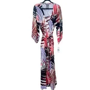 Vince Camuto Women's Printed Button-Front Cover-Up Caftan Multi Size Large NWT