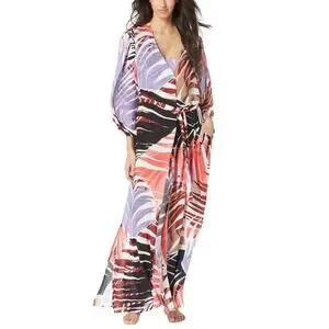 Vince Camuto Women's Printed Button-Front Cover-Up Caftan Multi Size Large NWT