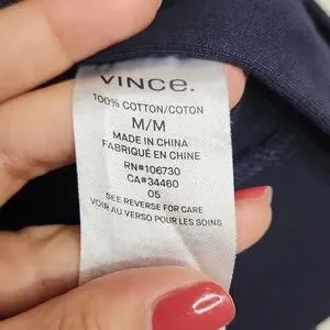 Vince Men's Dark Blue Crewneck Sweater With Zipper