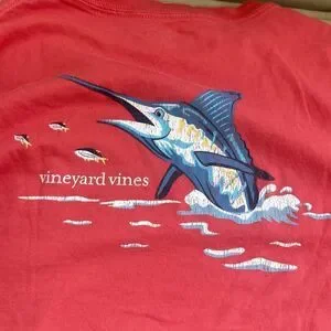 Vineyard Vines boys T-shirt Size Large Red With swordfish