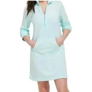 VINEYARD VINES Girls' Whale Cover-Up CRYSTAL BLUE Large 14 Collared Pullover