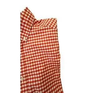 Vineyard Vines On The Go Brrr Cooling Button Down Shirt Orange Gingham Small NEW