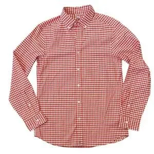 Vineyard Vines On The Go Brrr Cooling Button Down Shirt Orange Gingham Small NEW