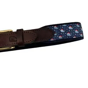 Vineyard Vines Santa Whale Leather Belt Kids Size 24