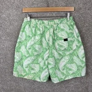 Vineyard Vines Swim Trunks Mens Small Green Fish‎ Print Logo Lined Pockets