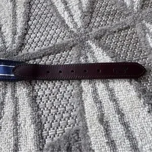 Vineyard Vines Unisex Men’s Women’s Size 28 Navy Blue Brown Leather Striped Belt