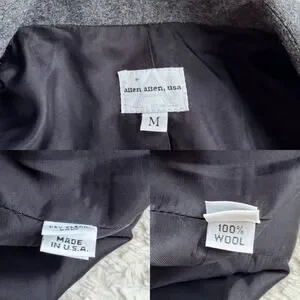 Vintage 100% Wool Blazer Jacket Grey Oversized 90s Minimalist Single Breasted M