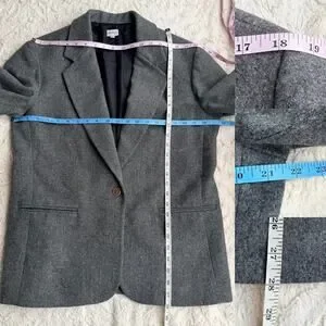 Vintage 100% Wool Blazer Jacket Grey Oversized 90s Minimalist Single Breasted M