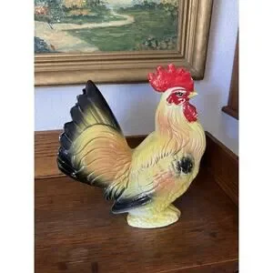 Vintage 1940s Porcelain Rooster Figure Ceramic Figurine Made In Japan