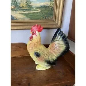 Vintage 1940s Porcelain Rooster Figure Ceramic Figurine Made in Japan