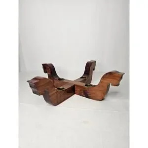 Vintage 1950s Scandinavian Mid-Century Wood Candle Holder Tapered Wooden Horses