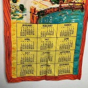 Vintage 1978 Linen Calendar Kitchen Tea Towel