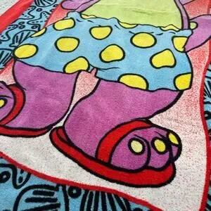 Vintage 1998 Barney The Dinosaur Beach Towel Jay Franco & Sons Summer Fun 90s