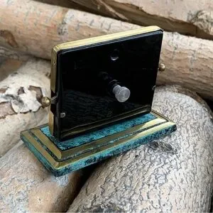 Vintage 40s Jakob Maul Brass & Marble Perpetual Desk Calendar EUC