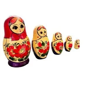 Vintage 5 Piece Wood Russian Nesting Stacking Matryoshka Dolls Home Decor