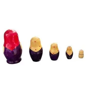 Vintage 5 Piece Wood Russian Nesting Stacking Matryoshka Dolls Home Decor