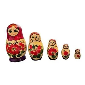 Vintage 5 Piece Wood Russian Nesting Stacking Matryoshka Dolls Home Decor