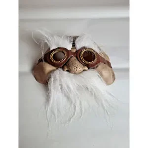 Vintage 5 Season Old Man Steampunk Rubber Halloween Mask with Goggles