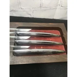 Vintage 6 Carvel Hall Steak Knife Knives Set Mid Century W Holder Marked