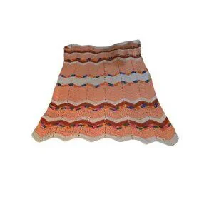 Vintage 70s Chevron Colorful Crochet Blanket Afghan Throw
