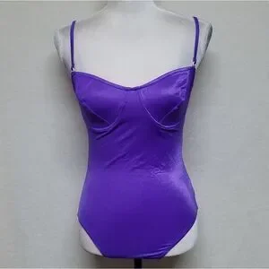 VINTAGE 70s Purple Underwire Maillot Swimsuit