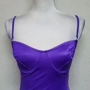 VINTAGE 70s Purple Underwire Maillot Swimsuit