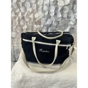 Vintage 80’s Canvas Boat Tote Duffel Bag Blue Heavy Made In USA Clean