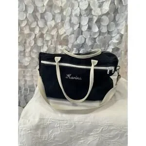 Vintage 80’s Canvas Boat Tote Duffel Bag Blue Heavy Made In USA Clean