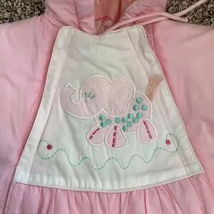 Vintage 80s 90s TidyKins Pink Elephant Pink Snowsuit
