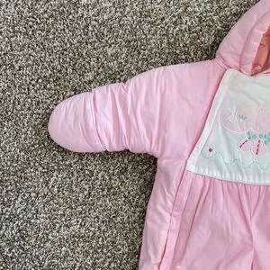 Vintage 80s 90s TidyKins Pink Elephant Pink Snowsuit