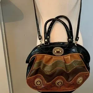 Vintage 80s Chateau Mixed Pattern Purse Crossbody Animal Print Faux Leather