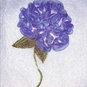 vintage 80s royal velvet bath Hand Towel stitchsations hydrangea embroidery