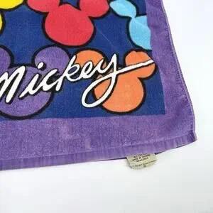 Vintage 90s Disney Mickey Silhouette All Over Print Beach Towel By Franco RARE