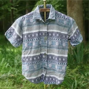 Vintage 90s Little Angels Boy’s Blue Grey Button Up Shirt