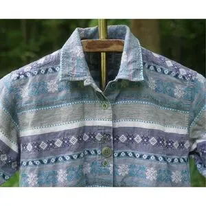 Vintage 90s Little Angels Boy’s Blue Grey Button Up Shirt
