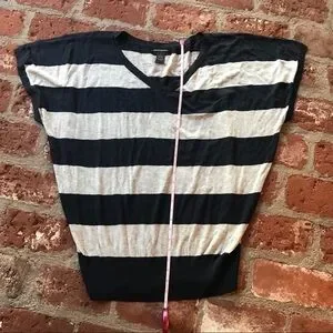 Vintage 90s Lucky Brand Size L Oversized Navy Blue And White Striped Top Shirt