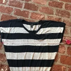 Vintage 90s Lucky Brand Size L Oversized Navy Blue And White Striped Top Shirt