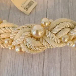 Vintage 90s New Casual Corner Braided Belt Faux Pearl NOS Size Medium