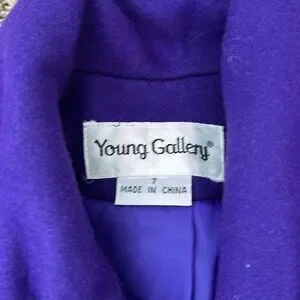 Vintage 90s Young Gallery Royal Purple Girls Long Dress Peacoat 7