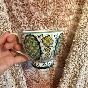 Vintage Anthropologie Colorful Patterned Ceramic Mug