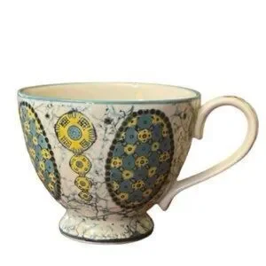Vintage Anthropologie Colorful Patterned Ceramic Mug