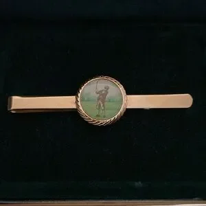 Vintage Antique Mario Pierrali gold tie clip with golfer