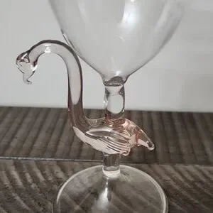 Vintage Artistic Novelty Wine Glass Pink Flamingo Art Beach Decor
